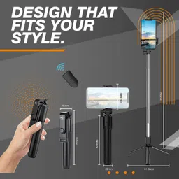 WauroNix Universal R1 Selfie Stick with Adjustable Holder & Detachable Remote Bluetooth Selfie Stick image 3