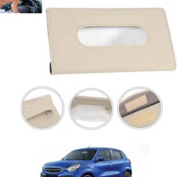 abjd Leatherite Universal Beige Rectangle Tissue Holder For Office,Home,Car-54 Vehicle Tissue Dispenser image 1