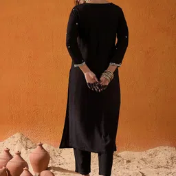 indo era Women Embroidered Viscose Rayon Straight Kurta image 2