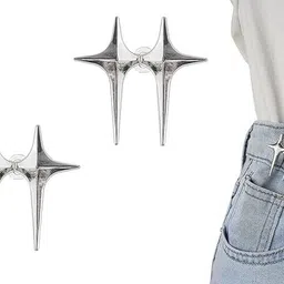 Windwarrior Pant Waist Tightener Buttons (2 Pair) – Star-Shaped Silver Clips for Jeans Brooch-picture-11