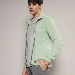 campus sutra Men Solid High Neck Green Sweater image 2