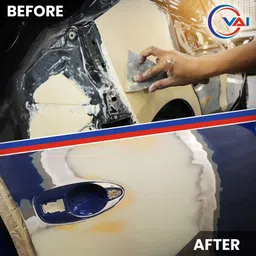 vai Scratch filler putty Grey-200 gms, Putty knife 1 & 320 Grit sandpaper Car Body Filler Putty image 3