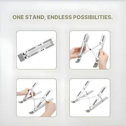 Iconic Retail Adjustable Ergonomic Laptop Stand | Foldable, Portable Riser for 10–17" Laptops Laptop Stand 23 Aluminium Floor and Desk Stand Laptop Stand with Adjustable Height Compatible with 36 - 39cm Laptops image 5