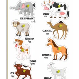 mecdoit international Wooden Puzzle Game for Learning Kids - Animals Name & Shape with 8 Shapes image 1