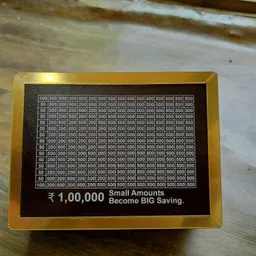 mastano Wooden money saving box | Piggy bank | Target money counting box | Golden frame Coin Bank image 3