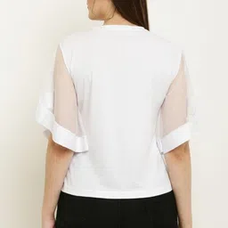 gpgx Women Printed Round Neck Polyester White T-Shirt image 2