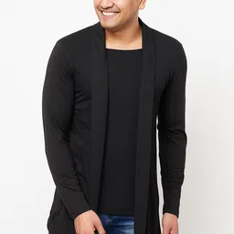 risemax Men Asymmetric Full Sleeve Black Shrug image 1
