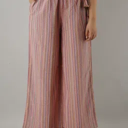 Women Regular Fit Multicolor Pure Cotton Trousers-image-1