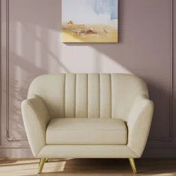 Yardley Chenille Fabric 1 Seater Sofa in Beige Color-image-2