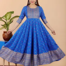 charvi creation Women Printed Viscose Rayon Anarkali Kurta image 5