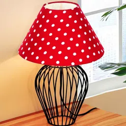 homesake Black Bedside Table Lamp with Geometric Metal Base and Fabric Shade, Wire Tulip with Rose Cone Shade image 1