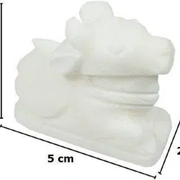 elitetouch Marble Handcrafted Shiva Nandi Idol Statue (Standard, White, 5x5x2 cm) Decorative Showpiece - 5 cm image 2