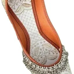 tarifaan Women's Handmade Rajasthani Embroidered PVC Sole Synthetic Mojari/Jutti Bellies For Women image 2
