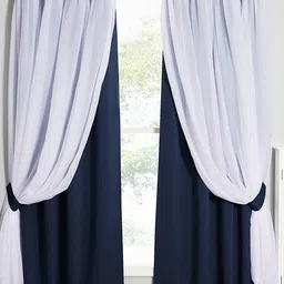 BFAM Navy Blue Set of 2 Black Out Long Door Curtain-picture-11