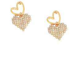 VAGHBHATT Gold-Plated Artificial Stones Studded Heart Shaped Drop Earrings image 3