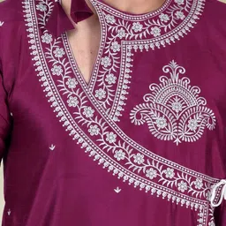 FRANSCART Men Ethnic Motifs Embroidered Thread Work Kurta image 5