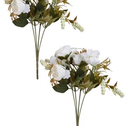 Myntra Elegant Homes White 2 Pieces Rose Artificial Flower image 4