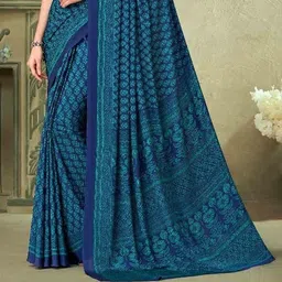 Reboot Fashions Floral Pure Crepe Saree image 3