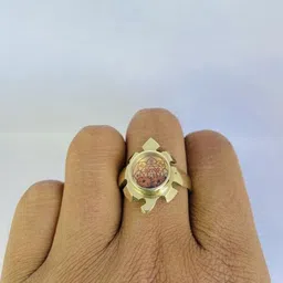 R G MART Unisex Asthadhatu Tortoise Shriyantra Rudraksha Para Gold Plated Finger Ring image 2