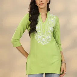 Libas Floral Embroidered Thread Work Thread Work Straight Kurti image 3