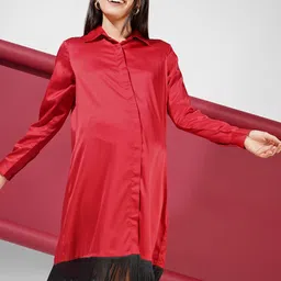 angloindu Satin Maternity Shirt Midi Dress-picture-24