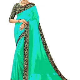 Flip The Style Sea Green & Black Zari Pure Georgette Bhagalpuri Saree-picture-24