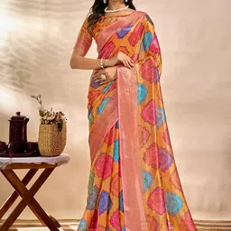 VelvetHue Ethnic Motifs Silk Blend Handloom Mysore Silk Saree-image-73