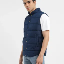 levi's Men's Solid Navy Band Neck Quilted Jacket image 1