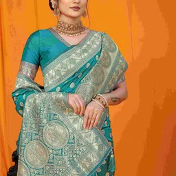 amirat Ethnic Mofits Woven Design Zari Pure Silk Banarasi Saree image 4