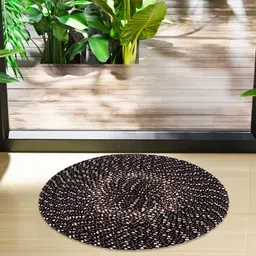 Aura Brown Striped Anti-Skid Round Doormats-picture-34