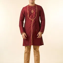 Diwas by Manyavar Men Woven Design Embroidered Festive Straight Kurta image 3