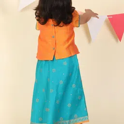 Fabindia Girls Printed Sequinned Ready to Wear Lehenga & Choli image 2