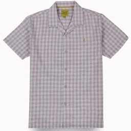 Gini and Jony Boys Standard Cuban Collar Gingham Checked Cotton Casual Shirt-picture-13