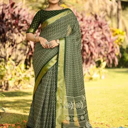 KALINI Zari Block Print Saree-picture-37