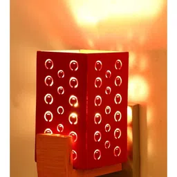 1ST TIME Red & Red Textured Wood Contemporary Square Shaped Wall Lamp-picture-25