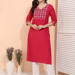 Moda Rapido Women A-Line Embroidered Pastels Kurta image 1