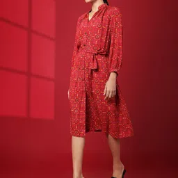 Tamiska By Narendra Kumar Women Ethnic Motifs Printed A Line Knee Length Dress with a Belt-picture-35