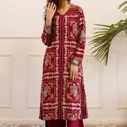 KALINI Floral Printed Regular Sequinned Kurta With Palazzos-image-36