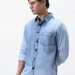 Urbano Fashion Spread Collar Denim Casual Shirt image 2