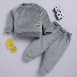 Moms Love Infant Boys Ribbed Velvet-Finish Pure Cotton Sweatshirt With Joggers-picture-47