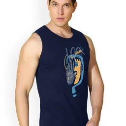 SLOWLORIS Pack Of 2 Printed Combed Cotton Gym Vests VSL26 CMB(CHS BLACKGREY)(LOOK NAVY) image 3