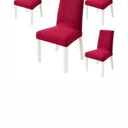 HOMETHREADS 2 Pieces Maroon Jacquard Self Design Stretchable Chair Covers image 5