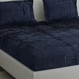 Monte Carlo Blue Geometric 300 TC Bedsheet Set 2.5 m x 2.75 m 435 GSM-picture-10