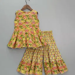 White World Girls Floral Printed Regular Kurta with Sharara image 5