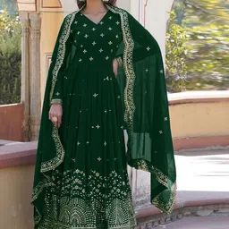 KALINI Embroidered Anarkali With Dupatta Ethnic Dresses-image-12
