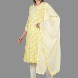 Moda Rapido Ethnic Motifs Printed Cotton Blend Straight Kurta With Trousers And Dupatta image 5