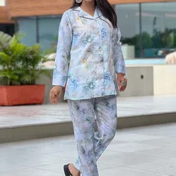 ZIMI LIFESTYLE Printed Lapel Collar Shirt & Trousers Co-Ords image 5