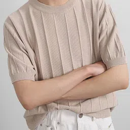 StyleCast x Revolte Men Self Design Round Neck T-shirt image 3