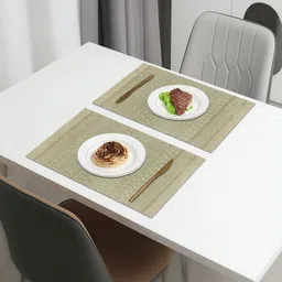 LUXEHOME INTERNATIONAL Beige 2 Pieces Textured Anti-Skid Table Placemats-picture-41