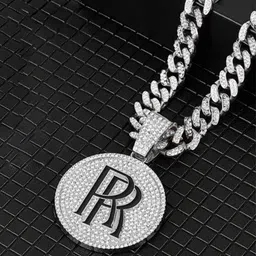 KRENOZ Silver-Plated Artificial Stones Studded Stainless Steel Pendants With Chains image 2